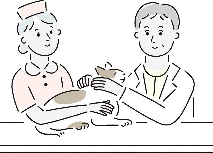 ペットのケアをする医師のイラスト